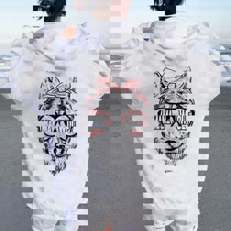 Mama Wolf Sunglasses Cute Wolf Mom Women Oversized Hoodie Back Print - Monsterry