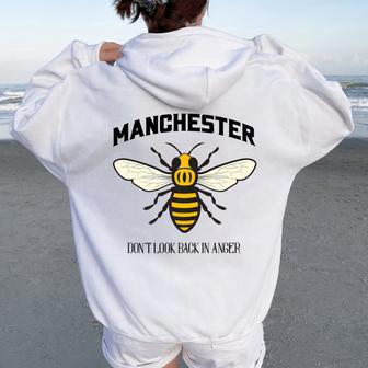 Manchester Worker Bee Don't Look Back In Anger Women Oversized Hoodie Back Print - Monsterry