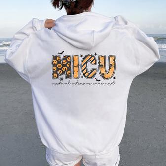 Micu Nurse Halloween Spooky Ghost Medical Intensive Care Women Oversized Hoodie Back Print - Thegiftio UK