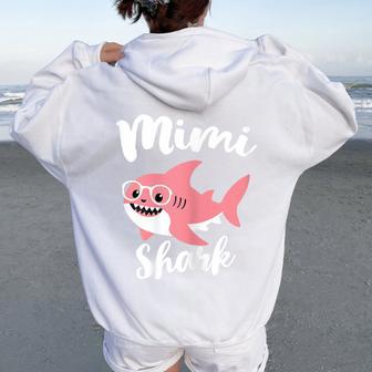 Mimi Shark Mother's Day Grandma Women Oversized Hoodie Back Print - Thegiftio UK