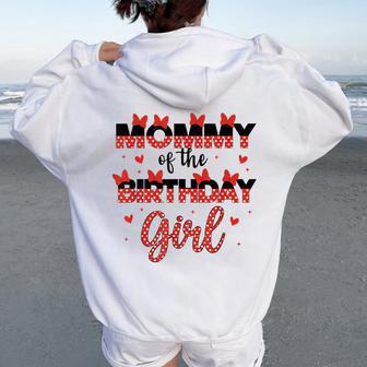 Mommy Of The Birthday Girl Mouse Family Mother 1St Women Oversized Hoodie Back Print - Thegiftio UK