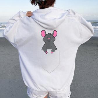 Mouse Pet Mouse In Bag Rat In Pocket Women Oversized Hoodie Back Print - Thegiftio UK