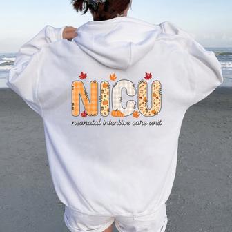 Nicu Nurse Autumn Fall Neonatal Intensive Care Unit Women Oversized Hoodie Back Print - Thegiftio UK