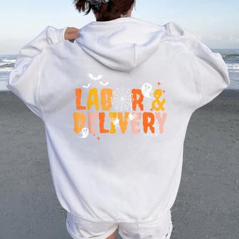 Nurse Labor Delivery Ld Halloween Nursing Women Oversized Hoodie Back Print - Thegiftio UK