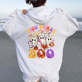 Picu Boo Crew Costume Nurse Ghost Halloween Women Oversized Hoodie Back Print - Thegiftio UK