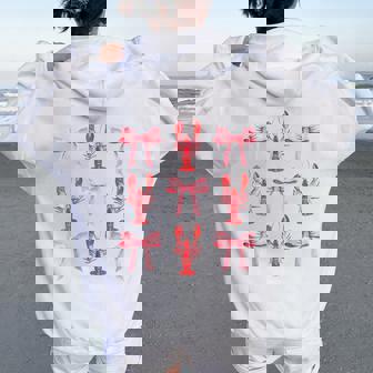 Pink Bow Cute Coquette Crawfish Clean Girl Aesthetic Women Oversized Hoodie Back Print | Seseable UK