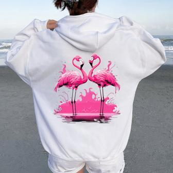 Pink Flamingo Summer Vibes For Women Women Oversized Hoodie Back Print - Monsterry