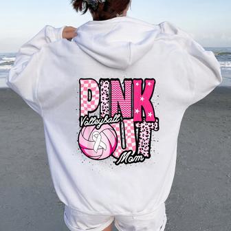 Pink Volleyball Mom Pink Out Day Women Oversized Hoodie Back Print - Thegiftio UK