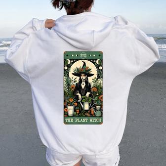 The Plant Witch Tarot Card Garden Botanical Spooky Mystical Women Oversized Hoodie Back Print - Thegiftio UK