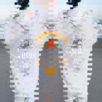 Promoted To Grandma Again Floral Baby Announcement Grandma Women Oversized Hoodie Back Print - Monsterry