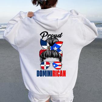Proud Dominirican Girl Puerto Rico & Dominican Republic Flag Women Oversized Hoodie Back Print - Thegiftio UK