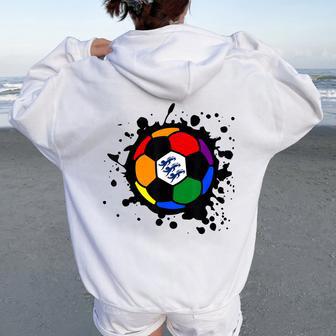 Rainbow Football Lgbtq England Lions Football Gay Pride Women Oversized Hoodie Back Print - Thegiftio UK