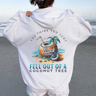Retro Groovy You Think You Just Fell Out Of A Coconut Tree Women Oversized Hoodie Back Print - Thegiftio UK