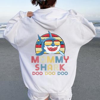 Retro Vintage Mommy Sharks For Women Women Oversized Hoodie Back Print - Thegiftio UK