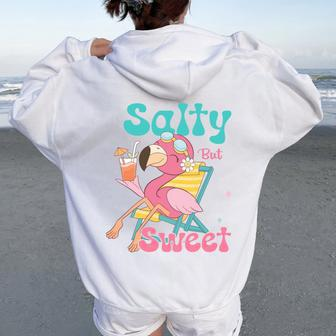 Salty But Sweet Summer Beach Flamingo Summer Vibes Women Oversized Hoodie Back Print - Monsterry UK