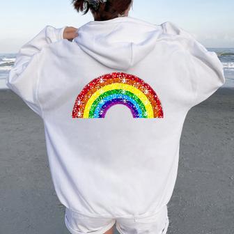 Sparkly Rainbow Women Oversized Hoodie Back Print - Thegiftio UK
