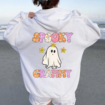 Spooky Grammy Halloween Grandma Groovy Women Oversized Hoodie Back Print - Thegiftio UK