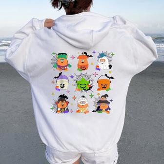 Spooky Nuggets Meal Bucket Halloween Chicken Nuggets Women Oversized Hoodie Back Print - Thegiftio UK