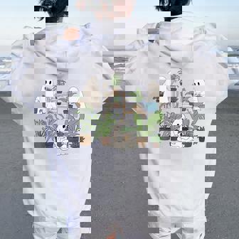 Spooky Plant Lady Halloween Ghost Garden Watering Flowers Women Oversized Hoodie Back Print - Thegiftio