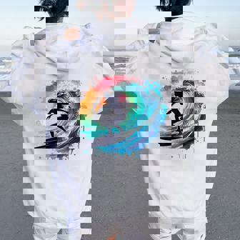 Surfing Surfboard Catch A Wave Girls Surfer Girl Women Oversized Hoodie Back Print - Thegiftio