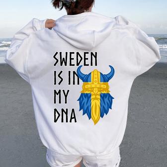 Sweden Dna Swedish Flag Viking Norse Swedes Women Women Oversized Hoodie Back Print - Thegiftio UK