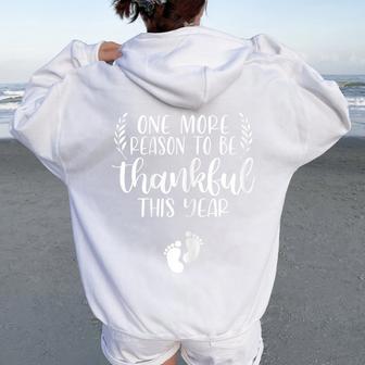Thanksgiving Pregnancy Announcement Fall Baby Reveal Women Oversized Hoodie Back Print - Thegiftio UK