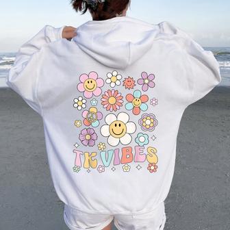 Tk Vibes Back To School Tk Girl Kid Tk Team Tk Teacher Women Women Oversized Hoodie Back Print - Thegiftio UK