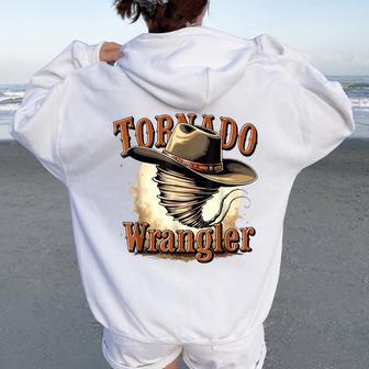 Tornado Wrangler Cowboy Wrangler Kid Women Oversized Hoodie Back Print - Thegiftio UK