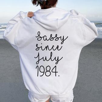 Vintage Sassy Since July 1984 Classic Awesome Mama Love Women Oversized Hoodie Back Print - Monsterry CA