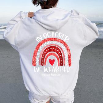We Wear Red Dyslexia Awareness Month Dyslexia Boho Rainbow Women Oversized Hoodie Back Print - Thegiftio UK
