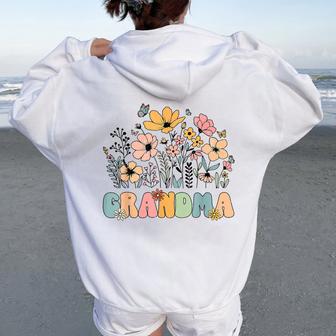 Wildflower Grandma Grandmother Announcement Women Oversized Hoodie Back Print - Thegiftio UK
