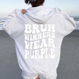Winners Wear Purple Team Sports Day Game Spirit Week Groovy Women Oversized Hoodie Back Print - Thegiftio UK