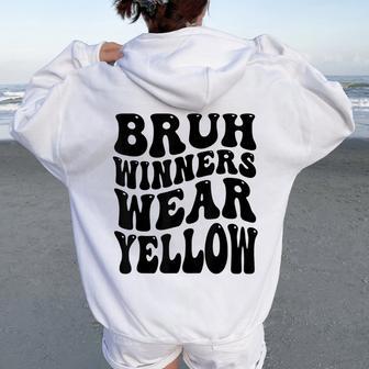Winners Wear Yellow Team Spirit Week Game Sports Day Groovy Women Oversized Hoodie Back Print - Thegiftio UK