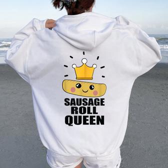 Yes Mate Sausage Roll Queen Women Oversized Hoodie Back Print - Thegiftio UK