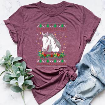Christmas Sweater Horse Snowman Manger Ornaments Women's Heather T-Shirt - Monsterry
