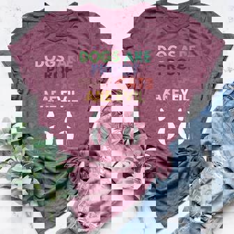 Vintage Dogs Are Proof Cats Are Evil Dog Cat Lovers Women's Heather T-Shirt - Monsterry