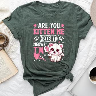 9Th Birthday Girl 9 Year Old Kitten Cat Happy Bday Bella Canvas T-shirt - Thegiftio UK