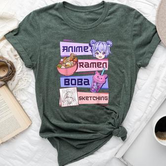 Anime Girl Ramen Boba Tea Bubble Tea Sketching Bella Canvas T-shirt - Thegiftio UK