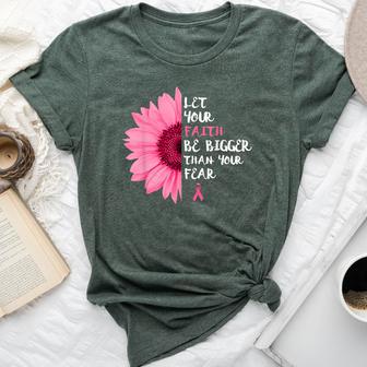 Breast Cancer Awareness Month Flower Pink Ribbon Women Bella Canvas T-shirt - Thegiftio UK