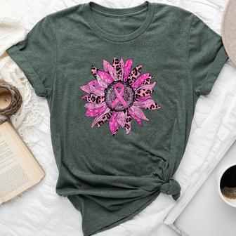 Breast Cancer Awareness Sunflower Pink Girls Warrior Bella Canvas T-shirt - Thegiftio UK