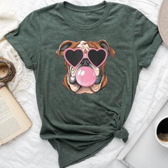 Bulldogs Preppy Mascot Bulldogs Blowing Bubble Girly Mama Bella Canvas T-shirt - Thegiftio UK