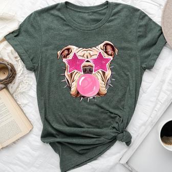 Bulldogs Preppy Mascot Blowing Bubble Bulldogs Mama Girly Bella Canvas T-shirt - Thegiftio UK