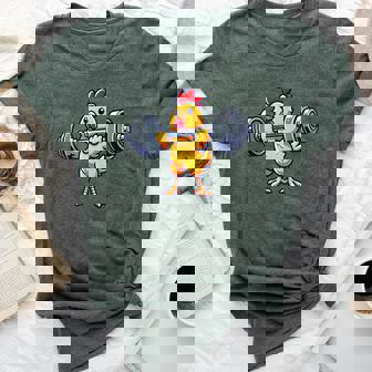 Chicken Powerlifting Weightlifting Gym Workout Bella Canvas T-shirt - Monsterry