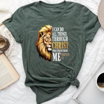 Christian Lion Faith I Can Do All Things Through Christ Bella Canvas T-shirt - Thegiftio UK