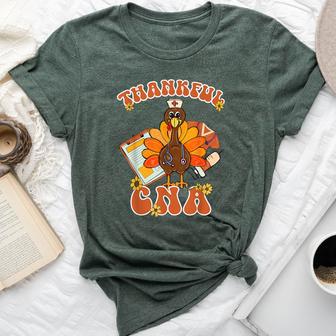 Cna Thankful Turkey Thanksgiving Fall Scrub Top Bella Canvas T-shirt - Thegiftio UK