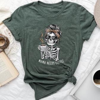 Coffee Skeleton Mama Graphic Coffee Lover Great For Moms Bella Canvas T-shirt - Thegiftio UK