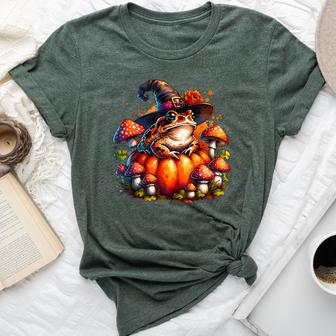 Cottagecore Toad Witch Hat Pumpkin Mushroom Fall Halloween Bella Canvas T-shirt - Thegiftio UK
