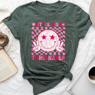 Cute Lil Miss Threenager 3Years Old Girl 3Rd Birthday Groovy Bella Canvas T-shirt - Thegiftio UK