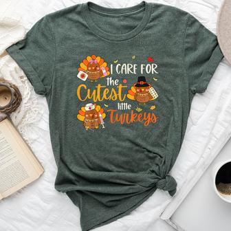 I For Cutest Little Turkey Nurse Thanksgiving Scrub Top Bella Canvas T-shirt - Thegiftio UK