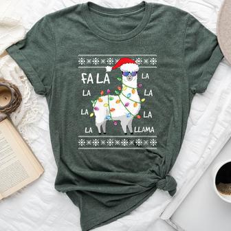 Fa La La Llama Christmas Tree Ugly Christmas Sweater Bella Canvas T-shirt - Thegiftio UK